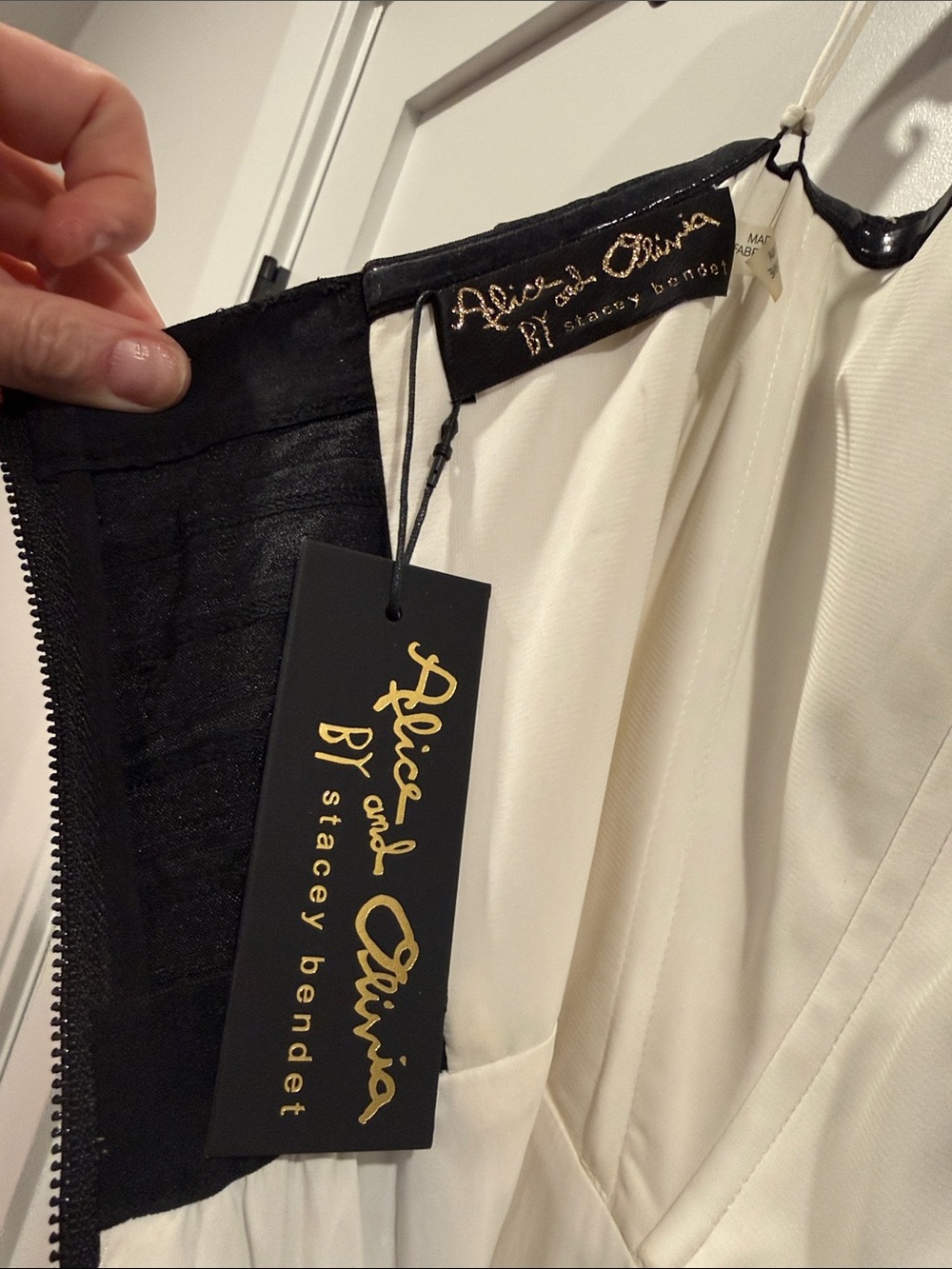 Alice + Olivia Black and White Bridgette Strapless Colorblock Ball Gown - Picture 8 of 13